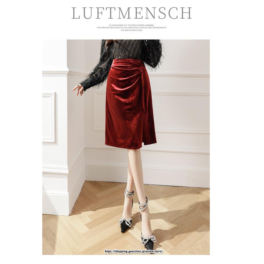 スカート | ミモレ丈 ひざ丈 レディース スウェット 着痩せ Aライン レトロ風 スリット 上品 2022新作 韓国風 オシャレ キレイめ 通勤 秋冬コーデ