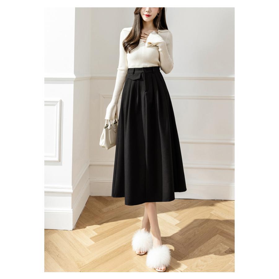 スカート | レディース ロング フレア Aライン 秋冬 ミモレ ハイウエスト 体型カバー キレイめ オシャレ フェミニン 可愛い お出かけ 着痩せ OL 通勤 通学