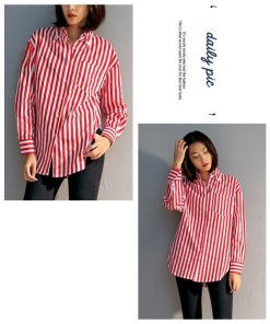 シャツ・ブラウス | 即日発送シャツブラウス レディーストップス ストライプシャツ ビジネスカジュアルウェアシャツ 可愛い 長袖 S M 2020春夏 オフィス通学通勤 XL L 上着