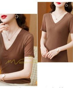 ｔシャツ・カットソー | トップス カットソー インナー Tシャツ レディース 春 カジュアル おしゃれ  女性用 シンプル 無地 20代30代40代50代 カシュクール 上品 着痩せ 夏物 ブラック