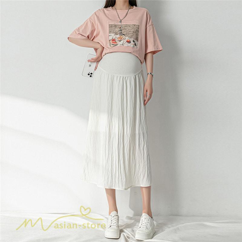 スカート | 妊婦マタニティウェア レディース 春 夏 秋 ゆったり Aライン カジュアル ママ 産前 送料無料 マタニティウエスト調整 裏地付き