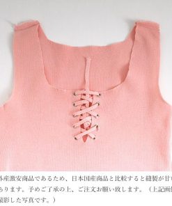 Tシャツ・カットソー | ニットキャミソール レースアップ 春夏 ノースリーブ レディース ニットビスチェ タンクトップ トップス