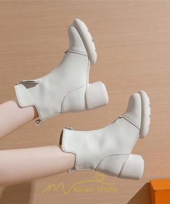 ショートブーツ | ブーツ レディース 厚底靴 疲れない 歩きやすい おしゃれ ファスナー 美脚 太ヒール カジュアル 通勤 高級感 個性的 通学 お出かけ 旅行