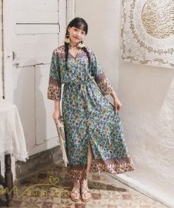 マキシ | マキシワンピース 春 夏 秋 レディース ワンピース 旅行 7分袖 カジュアル ロングワンピース 40代 花柄 旅行着 ゆったり 20代30代 Aラインワンピース お出かけ