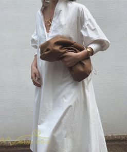 マキシ | サマーワンピース レディース 着痩せ 無地 Vネック 7分袖 コットン ゆるワンピース ゆったり ロングワンピース 夏服 ワンピース 夏 きれいめ トレンド ロング丈