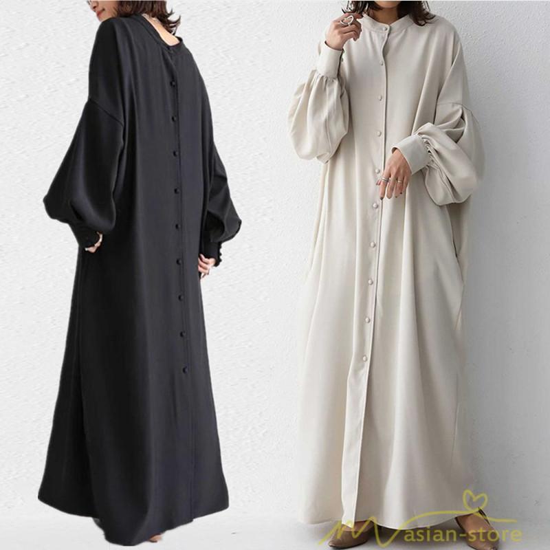 マキシ | 長袖ワンピース ロングワンピース シャツワンピース 羽織り レディース 2way パフスリーブ 大きいサイズ 秋物 送料無料 大人 ゆったり 50代60代 30代40代