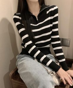 ニット・セーター | ハーフジップボーダー ニットプルオーバー