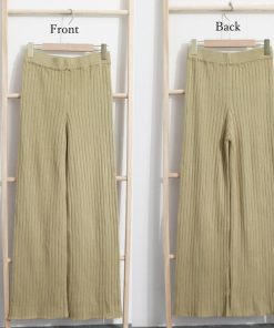 ワイドパンツ | リブニットパンツ リラックスパンツ厚手