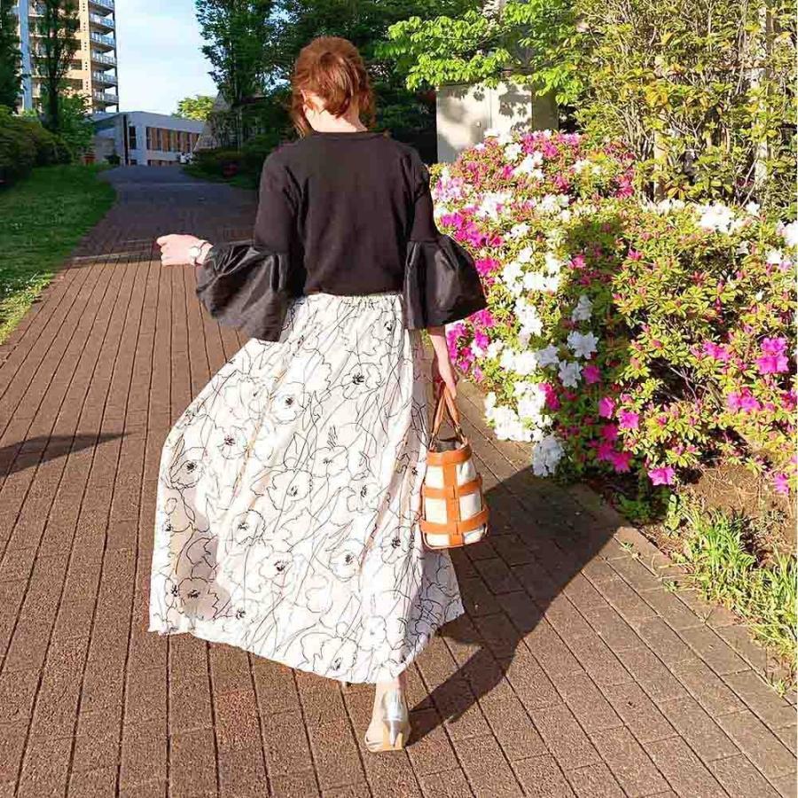 マキシスカート | 柄 ロングスカート 春 ウエストゴム スカート ミモレ丈スカート