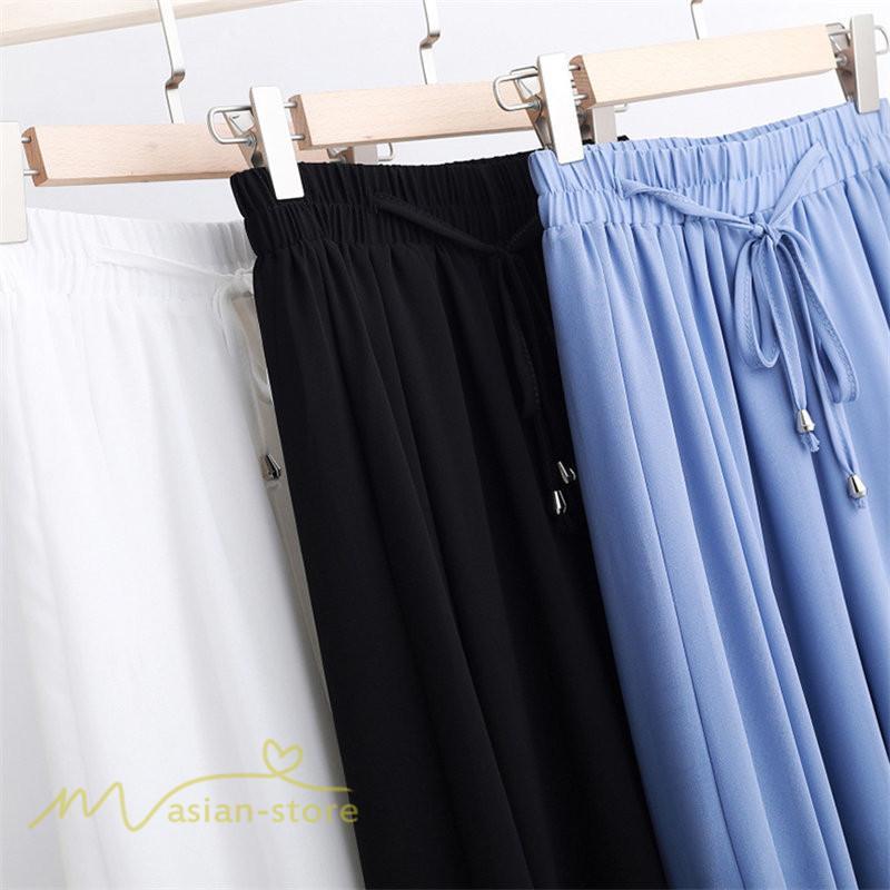 ワイドパンツ | キュロットスカート レディース 春夏新作 九分丈無地 ハイウエスト 体型カバーズボン 30代 40代 50代 ボトムス 通勤 着痩せ オシャレ