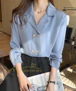 シャツ・ブラウス | ブラウス レディース 長袖ブラウス 春秋 オフィスブラウス 白vネック オシャレブラウス シフォントップス 韓国風 大人 上品 通勤OL ゆったりシャツ 50代 40代