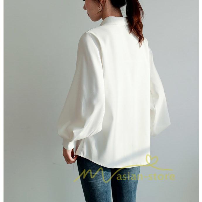 在庫ある | 短納期シフォンブラウスレディース パフスリーブシャツ ビジネスブラウストップス オフィスフォーマルシャツブラウス 薄手 春夏衣装 通学通勤 着痩せ OL 無地