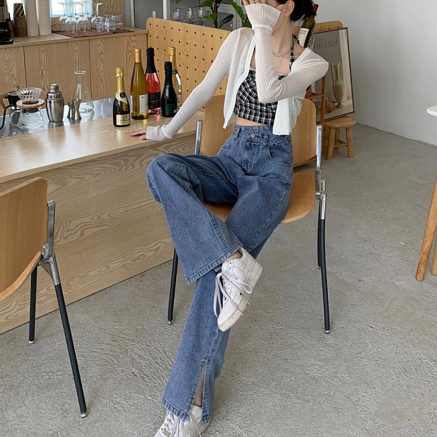 デニム | ストレートデニムパンツ ハイウエスト美脚