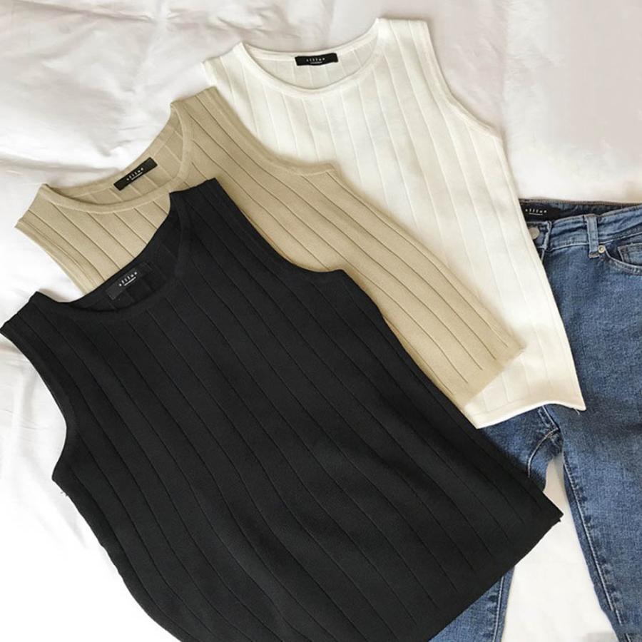 ニット・セーター | ニット サマーニット 春 無地 トップス リブニット タンクトップ レディース