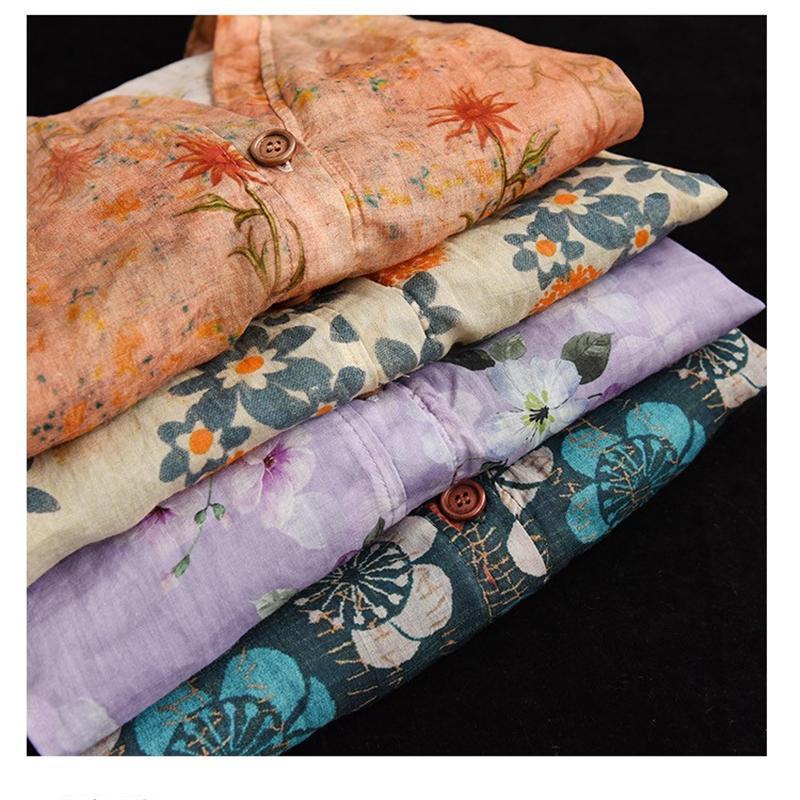 カーディガン | 麻混 レディース 花柄 初秋 リネン カジュアル Vネック 長袖 羽織 きれいめ 春 夏 秋 薄手 おしゃれ 40代50代 ゆったり 20代30代 大きいサイズ