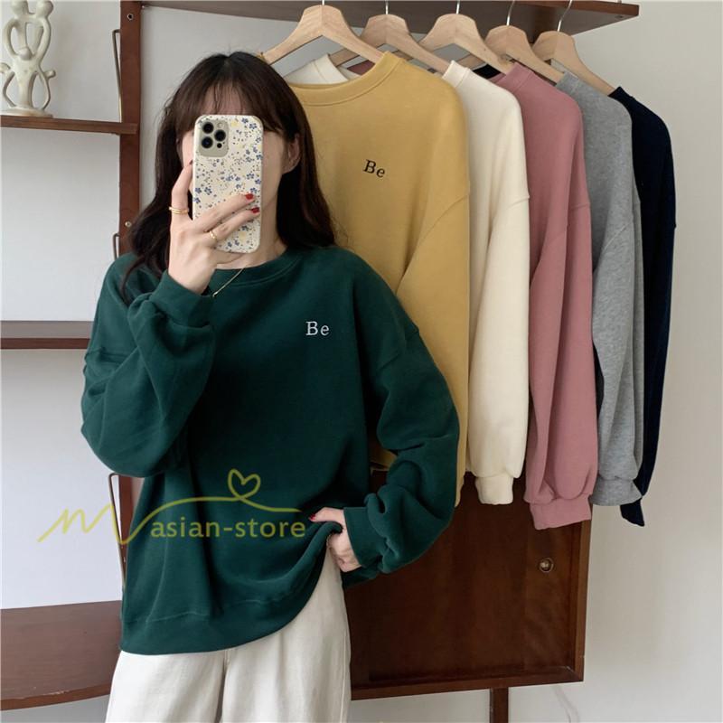 パーカー | トレーナー 長袖 刺繍 レディース スウェット 長袖トレーナー シンプル 20代 30代 フリーサイズ 7色 カジュアル ゆったり コーデ 秋冬 大人 50代 40代