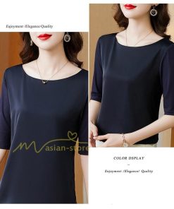 ｔシャツ・カットソー | トップス Tシャツ レディース 春 夏 秋 半袖 クルーネック 無地 プルオーバー オシャレ Tシャツ 着痩せ 20代30代40代50代 上品 お出かけ カジュアル エレガント