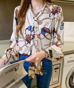 シャツ・ブラウス | ブラウス レディース 長袖ブラウス 秋服 オフィスブラウス リボンネック オシャレブラウス プリントトップス 韓国風 上品 大人 ゆったりシャツ40代 通勤OL 夏物