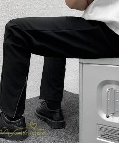 チノパン | パンツ ワイドパンツ メンズ 夏 新作 ファスナー ジッパー ガウチョパンツ ゆったり 体型カバー アンクルパンツ ビジネス 無地 通勤 大きいサイズ オフィス 黒