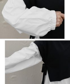 シャツワンピース | 長袖ワンピース おしゃれ チュニックワンピ 白 ベストレイヤード風 レディース アシンメトリー きれいめ