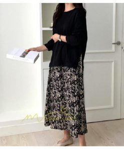 マキシ | ワンピース ドッキングワンピース レディース 長袖 2way ニット 重ね着風 大きいサイズ 30代 40代 50代 お出かけ マキシワンピ 体型カバー カジュアル 春夏秋