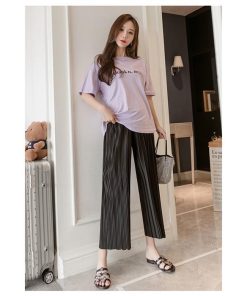 パンツ レギンス | マタニティワイドパンツ マタニティ服 プリーツパンツ ゆったり薄手 ボトムス 八分丈ズボン マタニティウェア 涼しい M L 柔らか アジャスター 3色 XXL XL