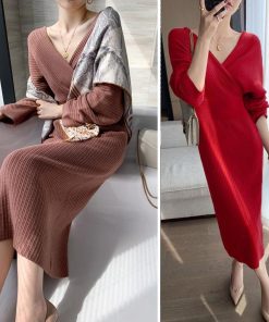 ワンピース | カシュクールニット韓国風