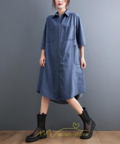 シャツ・ブラウス | デニム ロングシャツ シャツワンピ レディース 長袖 シャツ ロング ミモレ丈 脚長効果 大きいサイズ 体型カバー 着痩せ 20代30代40代50代