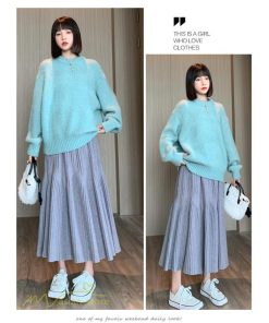 スカート | マタニティレディース 着痩せ リブニット 無地 マタニティウェア ウエスト調整 産前 産後 妊婦着 ハイウエスト 妊婦服 カジュアル Aライン