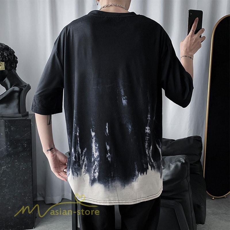 Tシャツ | カットソー メンズ 半袖 ゆったり カジュアル 半袖トップス サマー 夏新作 クルーネック 絞り染め おしゃれ ストリート カッコウイイ コットン