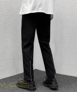 チノパン | パンツ ワイドパンツ メンズ 夏 新作 ファスナー ジッパー ガウチョパンツ ゆったり 体型カバー アンクルパンツ ビジネス 無地 通勤 大きいサイズ オフィス 黒