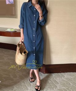 マキシ | ワンピース シャツワンピース ロングデニムシャツワンピース 韓国ファッション 20代30代40代50代 着回し 通勤通学 上品 着痩せ お出かけ 激売れ カジュアル