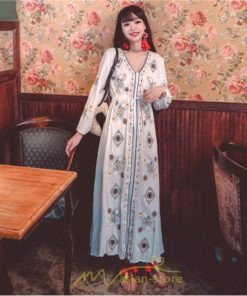 マキシ | ワンピース 長袖 レディース ロング丈 マキシ丈 綿麻 コットン リネン Aライン ゆったり 体型カバー 大人 可愛い 海外旅行 秋 夏 エスニック ナチュラル 春