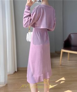 ニットワンピース | セットアップ レディース 秋冬 きれいめ ロング丈無地 20代30代40代50代 長袖 可愛い お出かけ 大人 通勤 韓国風 着痩せ