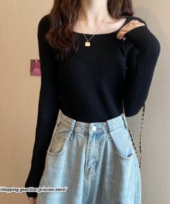 ニット・セーター | 秋 冬 ニット セーター 長袖 スクエアネック レディース トップス 無地 洗えるニット お洒落 シンプル 通勤 OL 上品 可愛い リブ きれいめ トレンド かわいい