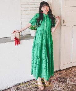 マキシ | リゾートワンピ ビーチウェア リゾート ワンピース レース 夏 秋 大人可愛い リゾート お出かけ 愛されコーデ 流行 お茶会 半袖 女子会 ダンス 学園祭 撮影会