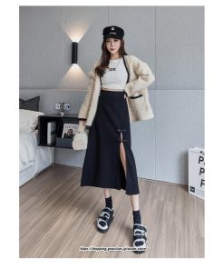 スカート | ニットレディース ボトムス  ロング 秋冬 40代 50代 暖か コーデ 送料無料 スリット 着痩せ 韓国ファッション セクシー ハイウエスト Aライン