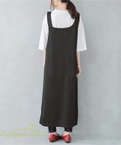 ノースリーブ | ノースリーブワンピース レディース 韓国風 無地 ワンピース ロングワンピース フリーサイズ カーキ ブラック 夏 お出かけ キャミワンピース 40代 30代 20代