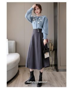 スカート | レディース ロング フレア Aライン 秋冬 送料無料 無地 きれいめ 30代 40代 50代 着やせ 上品 通勤 通学 秋冬 2022新作 キレイめ 暖か 通勤 ラシャ