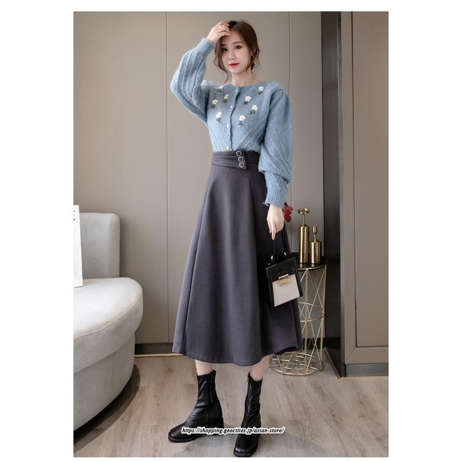 スカート | レディース ロング フレア Aライン 秋冬 送料無料 無地 きれいめ 30代 40代 50代 着やせ 上品 通勤 通学 秋冬 2022新作 キレイめ 暖か 通勤 ラシャ