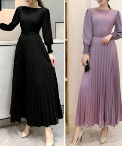 ドレス | プリーツ ワンピース ウエストマーク上品