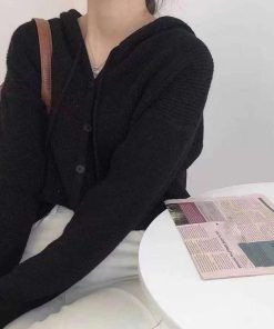 カーディガン | 韓国 ニットフード付き 秋
