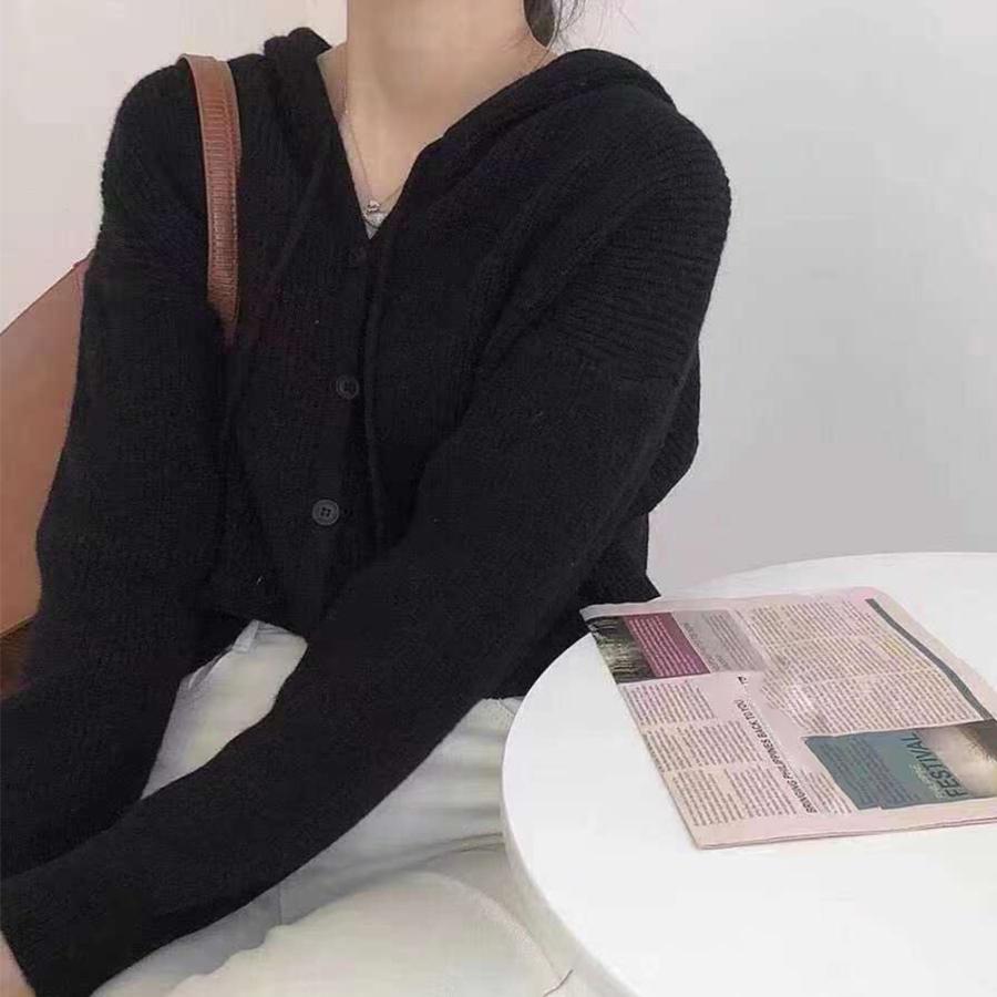 カーディガン | 韓国 ニットフード付き 秋