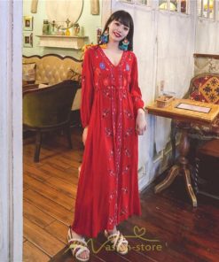 マキシ | ワンピース レディース ロングワンピース ロング丈 マキシ丈 綿麻 長袖 Vネック 花柄 体型カバー ゆったり ゆるっとワンピース リネン 夏 シンプル 秋 かわいい