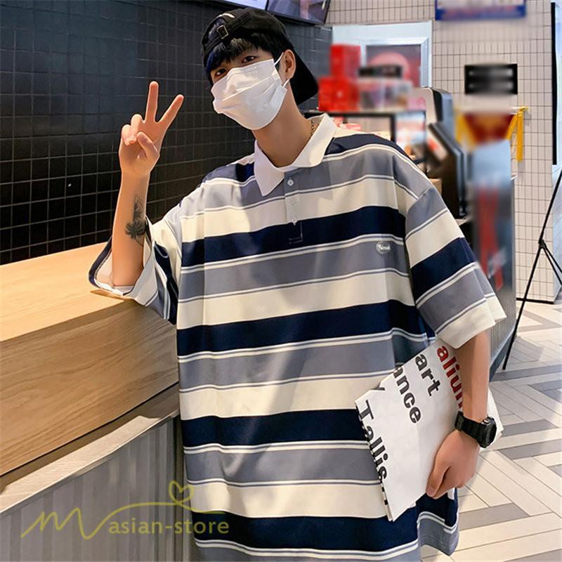 Tシャツ | ポロシャツ メンズ ボーダー 半袖シャツ カットソー メンズゆったり カジュアル 夏新作 おしゃれ ポロ サマーシャツ カッコウイイ 夏 プレゼント 上品