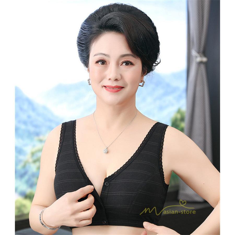 トップス | ブラジャー 前開き フロントボタン ノンワイヤー ノンワイヤーブ ナイトブラ ソフトブラ レディース インナー 無地 肌着 ギフト 下着 着脱簡単 母親 婦人