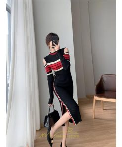 ニットワンピース | ワンピース 秋 秋服 レディース ニット ロングワンピース ロング 長袖 肩出し 秋冬 送料無料 セクシー フェミニン デート 春 お出かけ 結婚式 暖か 通勤