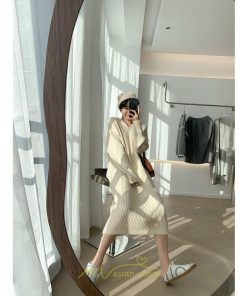 ニットワンピース | ワンピース 春 春服 レディース 長袖 ゆったり 秋 冬 ロング丈 可愛い おしゃれ 韓国風 着痩せ お出かけ 暖か 体型カバー 韓国ファッション