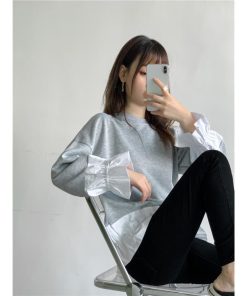 ｔシャツ・カットソー | トレーナー Tシャツ 長袖 レディース カジュアル レイヤード カットソー シャツ 異素材 切り替え トップス Tシャツ 重ね着 20代 ゆったり 秋物 50代 30代