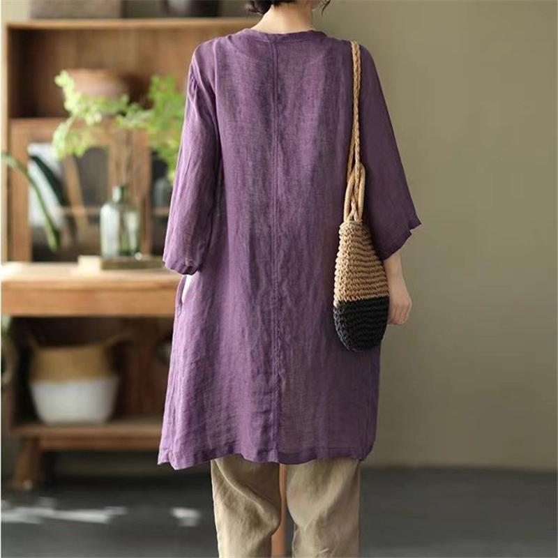 カーディガン | レディース リネン 麻混 ロング 春 秋 ゆったり 7分袖 40代 50代 無地 4色 冷え防止 透け感 羽織 初秋 30代 秋大きいサイズ 20代